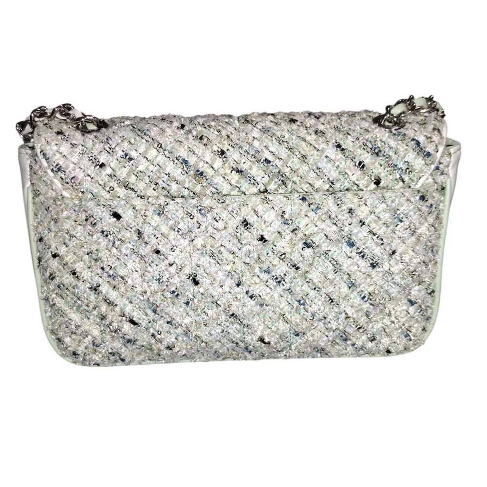 KARL LAGERFELD PARIS Agyness Tweed turnlock Shoulder Crossbody with dustbag NWT - Picture 2 of 6